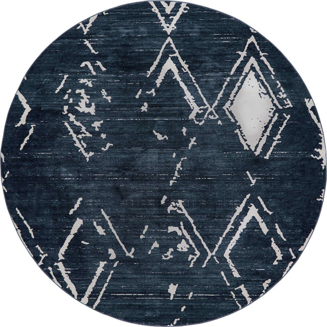 Navy Blue 8' x 8' Jill Zarin Uptown Round Area Rug 70% Polypropylene & 30% Polyester Contemporary Carpet for Living, Dining, Office, Bedroom for Sale at Rug Engine