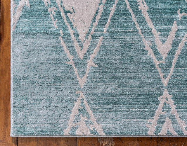 Turquoise 2' 2 x 6' 1 Jill Zarin Uptown Runner Area Rug 70% Polypropylene & 30% Polyester Contemporary Carpet for Living, Dining, Office, Bedroom for Sale at Rug Engine