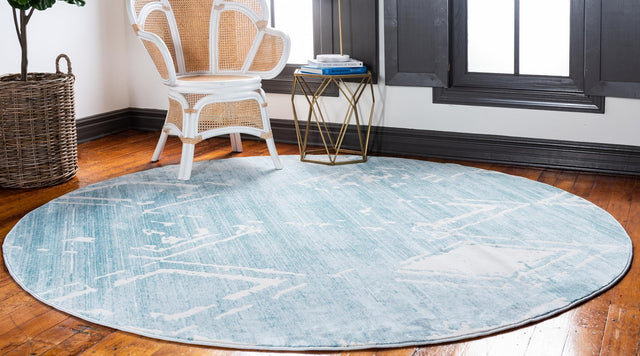 Turquoise 8' x 8' Jill Zarin Uptown Round Area Rug 70% Polypropylene & 30% Polyester Contemporary Carpet for Living, Dining, Office, Bedroom for Sale at Rug Engine