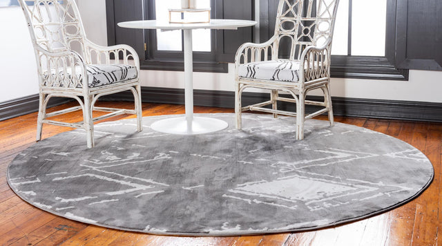 Gray 8' x 8' Jill Zarin Uptown Round Area Rug 70% Polypropylene & 30% Polyester Contemporary Carpet for Living, Dining, Office, Bedroom for Sale at Rug Engine