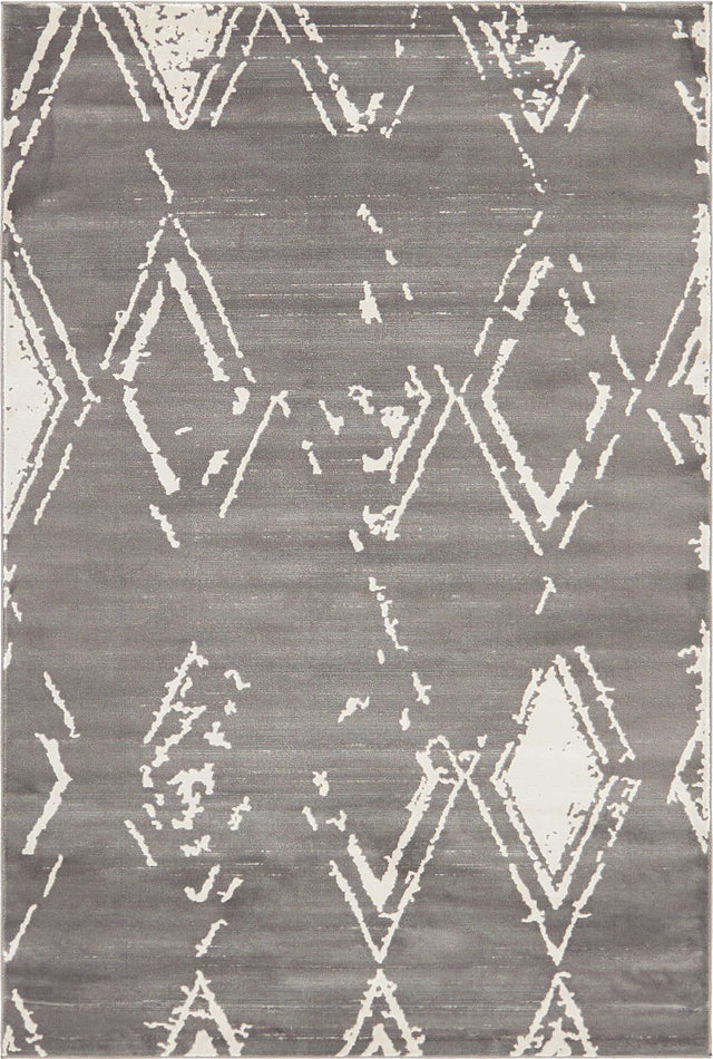 Gray 4' 1 x 6' 1 Jill Zarin Uptown Rectangle Area Rug 70% Polypropylene & 30% Polyester Contemporary Carpet for Living, Dining, Office, Bedroom for Sale at Rug Engine