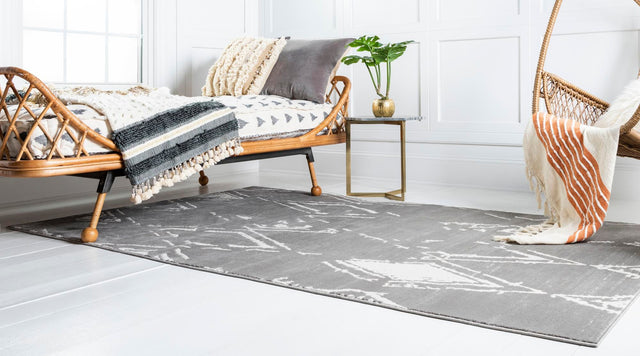 Gray 9' x 12' 2 Jill Zarin Uptown Rectangle Area Rug 70% Polypropylene & 30% Polyester Contemporary Carpet for Living, Dining, Office, Bedroom for Sale at Rug Engine