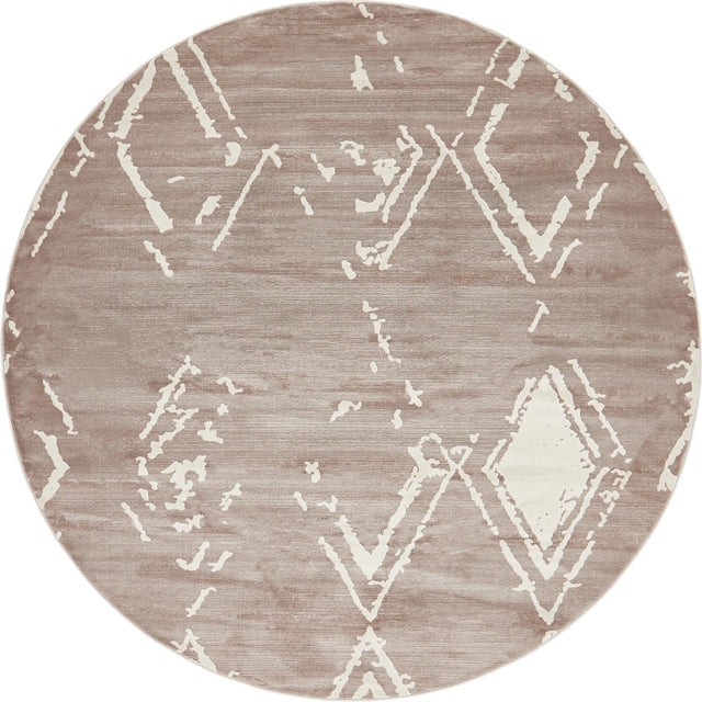 Light Brown 8' x 8' Jill Zarin Uptown Round Area Rug 70% Polypropylene & 30% Polyester Contemporary Carpet for Living, Dining, Office, Bedroom for Sale at Rug Engine