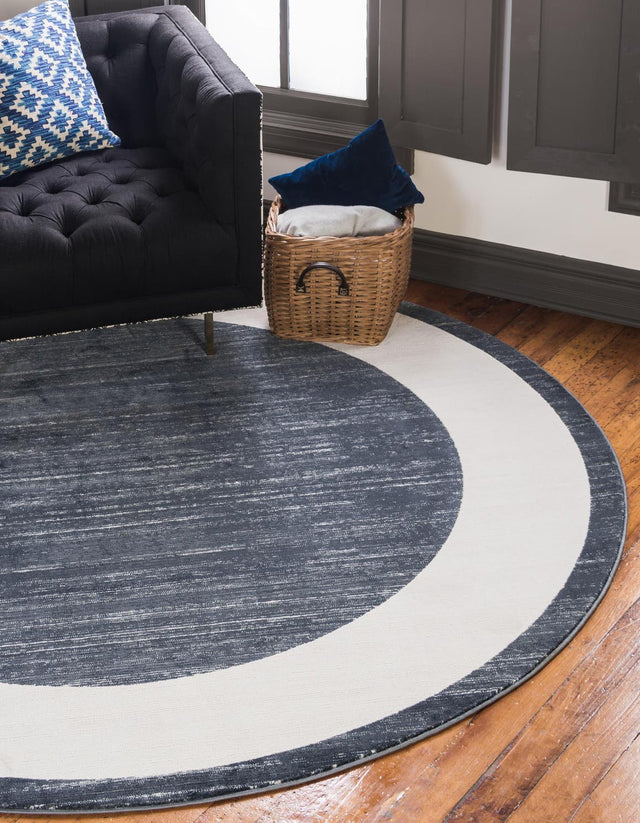 Navy Blue 3' 3 x 3' 3 Jill Zarin Uptown Round Area Rug 70% Polypropylene & 30% Polyester Contemporary Carpet for Living, Dining, Office, Bedroom for Sale at Rug Engine