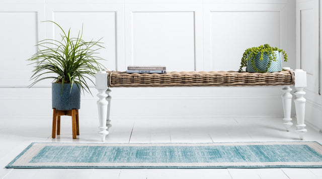 Turquoise 2' 7 x 16' 5 Jill Zarin Uptown Runner Area Rug 70% Polypropylene & 30% Polyester Contemporary Carpet for Living, Dining, Office, Bedroom for Sale at Rug Engine