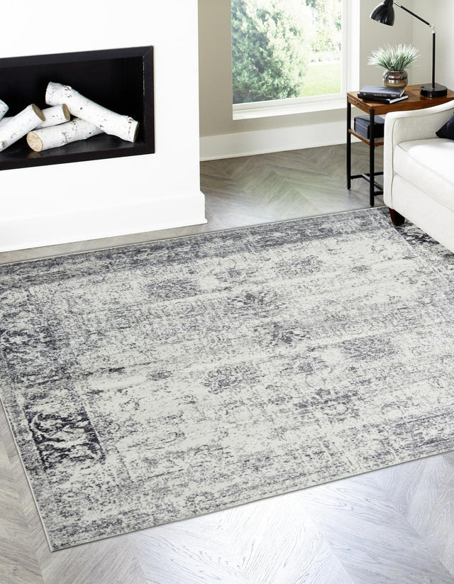 Gray 7' 10 x 7' 10 Sofia Square Area Rug Durable Easy Clean Stain Resistant Unique Carpet for Affordable Interior Home Design for Sale at Rug Engine