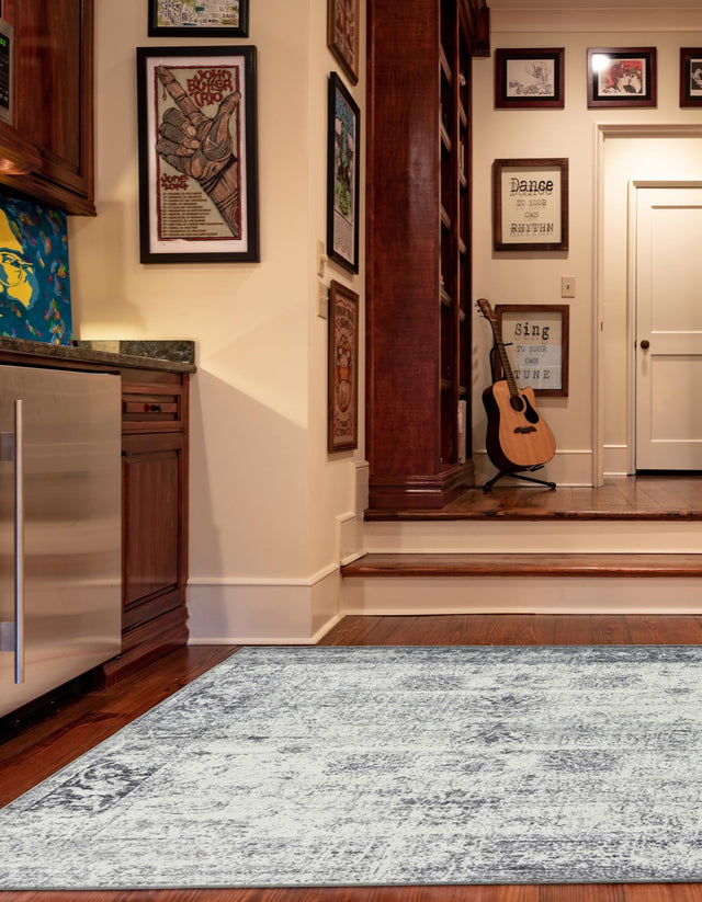 Gray 7' 10 x 7' 10 Sofia Square Area Rug Durable Easy Clean Stain Resistant Unique Carpet for Affordable Interior Home Design for Sale at Rug Engine