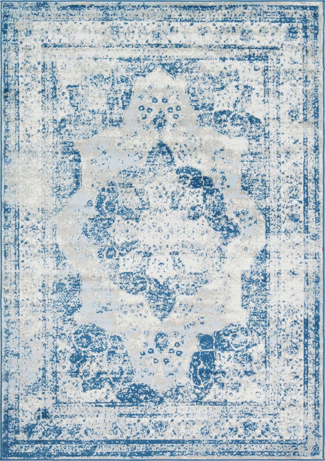 Blue 7' 1 x 10' Sofia Rectangle Area Rug Durable Easy Clean Stain Resistant Unique Carpet for Affordable Interior Home Design for Sale at Rug Engine