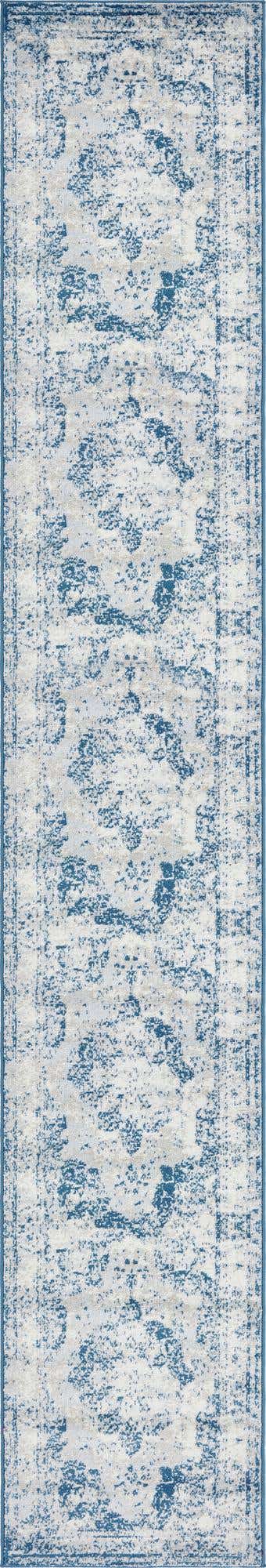 Blue 3' 3 x 19' 8 Sofia Runner Area Rug Durable Easy Clean Stain Resistant Unique Carpet for Affordable Interior Home Design for Sale at Rug Engine
