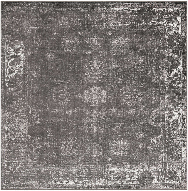 Dark Gray 7' 10 x 7' 10 Sofia Square Area Rug Durable Easy Clean Stain Resistant Unique Carpet for Affordable Interior Home Design for Sale at Rug Engine