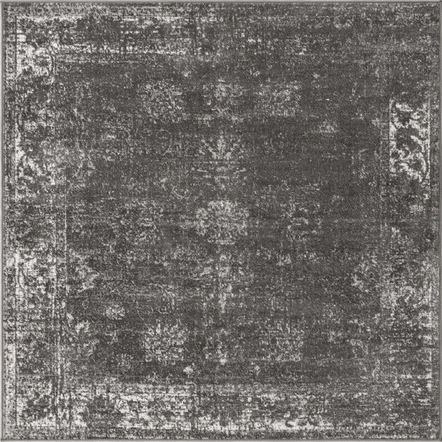 Dark Gray 6' 1 x 6' 1 Sofia Square Area Rug Durable Easy Clean Stain Resistant Unique Carpet for Affordable Interior Home Design for Sale at Rug Engine
