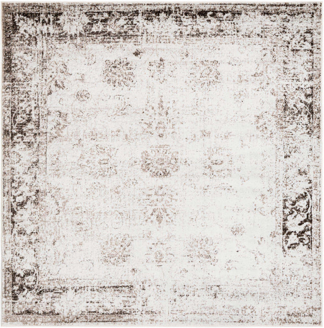 Beige 7' 10 x 7' 10 Sofia Square Area Rug Durable Easy Clean Stain Resistant Unique Carpet for Affordable Interior Home Design for Sale at Rug Engine