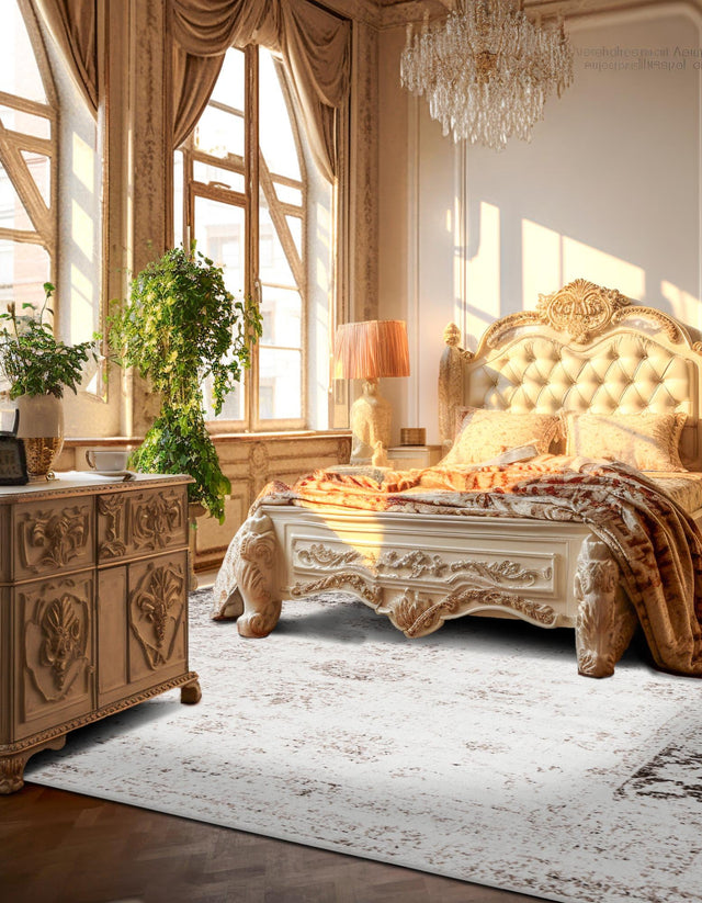Beige 5' 3 x 5' 3 Sofia Square Area Rug Durable Easy Clean Stain Resistant Unique Carpet for Affordable Interior Home Design for Sale at Rug Engine
