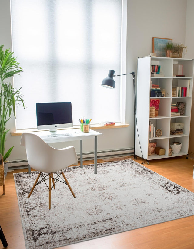 Beige 7' 10 x 7' 10 Sofia Square Area Rug Durable Easy Clean Stain Resistant Unique Carpet for Affordable Interior Home Design for Sale at Rug Engine