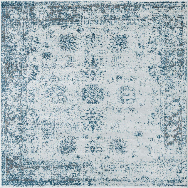 Light Blue 6' 1 x 6' 1 Sofia Square Area Rug Durable Easy Clean Stain Resistant Unique Carpet for Affordable Interior Home Design for Sale at Rug Engine