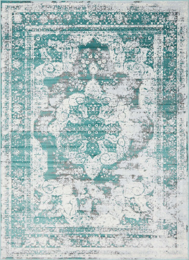 Turquoise 7' 10 x 11' Sofia Rectangle Area Rug Durable Easy Clean Stain Resistant Unique Carpet for Affordable Interior Home Design for Sale at Rug Engine