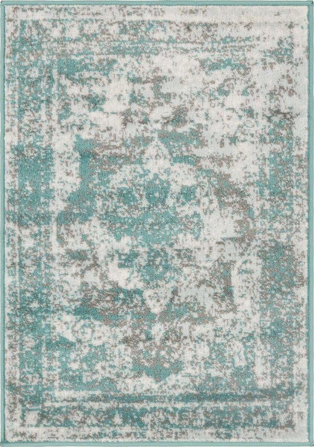 Turquoise 2' x 3' 1 Sofia Rectangle Area Rug Durable Easy Clean Stain Resistant Unique Carpet for Affordable Interior Home Design for Sale at Rug Engine