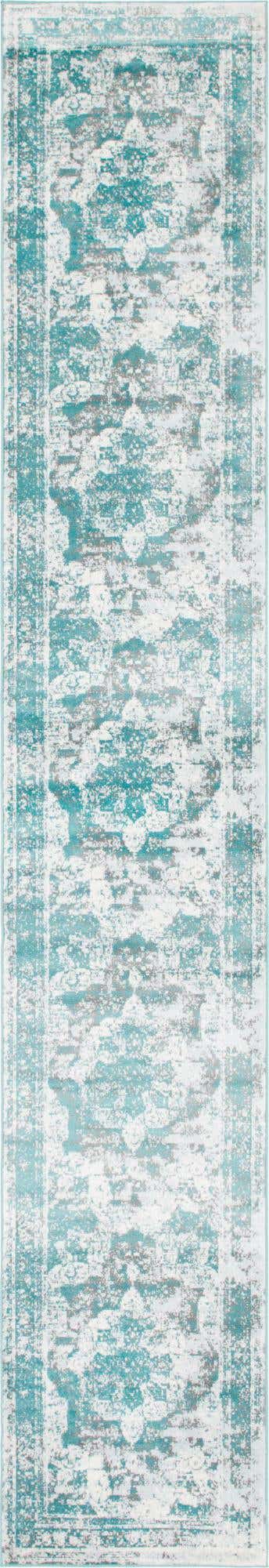 Turquoise 3' 3 x 19' 8 Sofia Runner Area Rug Durable Easy Clean Stain Resistant Unique Carpet for Affordable Interior Home Design for Sale at Rug Engine