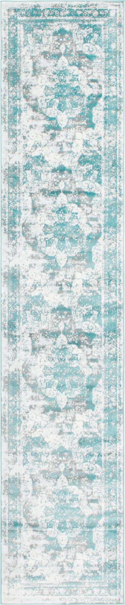 Turquoise 3' 3 x 16' 5 Sofia Runner Area Rug Durable Easy Clean Stain Resistant Unique Carpet for Affordable Interior Home Design for Sale at Rug Engine