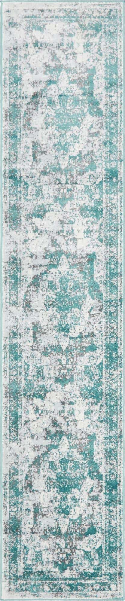 Turquoise 2' x 9' 10 Sofia Runner Area Rug Durable Easy Clean Stain Resistant Unique Carpet for Affordable Interior Home Design for Sale at Rug Engine