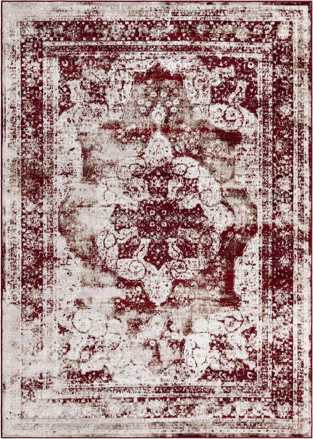Burgundy 7' 10 x 11' Sofia Rectangle Area Rug Durable Easy Clean Stain Resistant Unique Carpet for Affordable Interior Home Design for Sale at Rug Engine