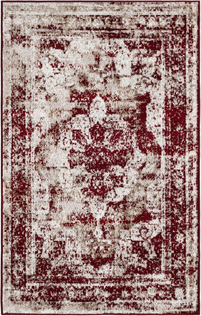 Burgundy 3' 1 x 5' 3 Sofia Rectangle Area Rug Durable Easy Clean Stain Resistant Unique Carpet for Affordable Interior Home Design for Sale at Rug Engine