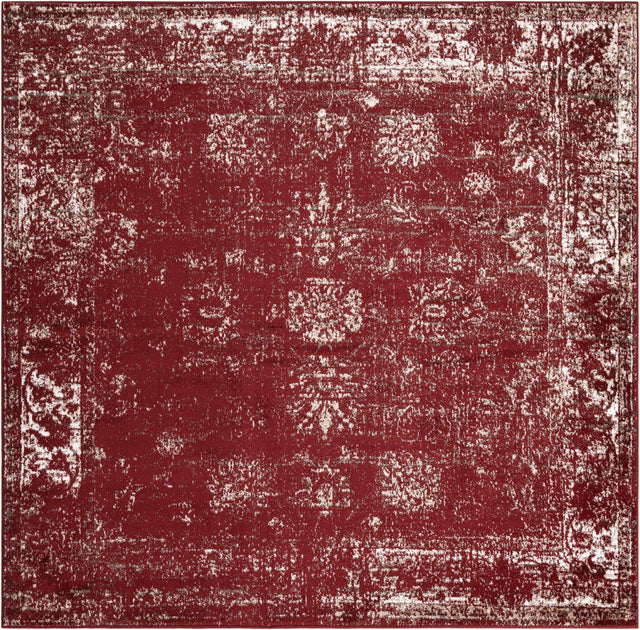 Burgundy 7' 10 x 7' 10 Sofia Square Area Rug Durable Easy Clean Stain Resistant Unique Carpet for Affordable Interior Home Design for Sale at Rug Engine