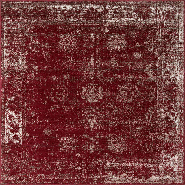 Burgundy 6' 1 x 6' 1 Sofia Square Area Rug Durable Easy Clean Stain Resistant Unique Carpet for Affordable Interior Home Design for Sale at Rug Engine