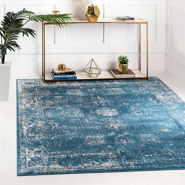 Blue 6' 1 x 6' 1 Sofia Square Area Rug Durable Easy Clean Stain Resistant Unique Carpet for Affordable Interior Home Design for Sale at Rug Engine