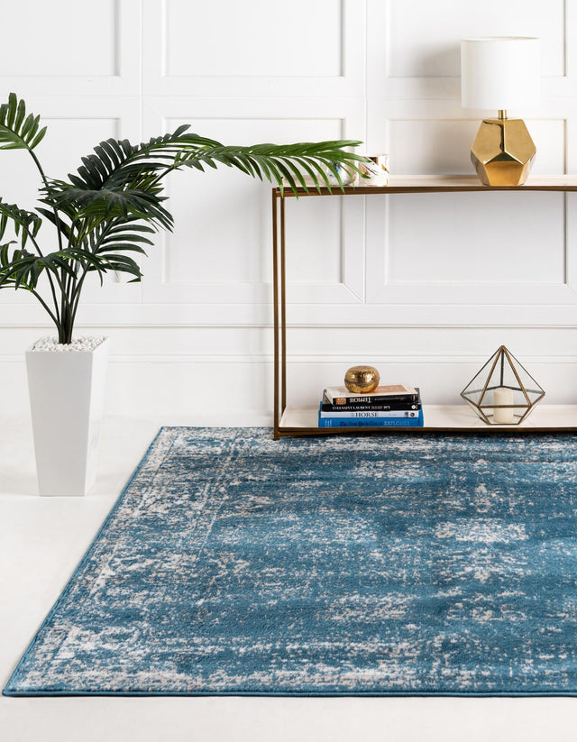 Blue 6' 1 x 6' 1 Sofia Square Area Rug Durable Easy Clean Stain Resistant Unique Carpet for Affordable Interior Home Design for Sale at Rug Engine