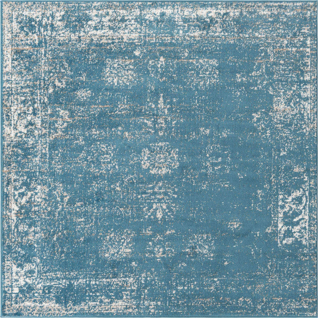 Blue 6' 1 x 6' 1 Sofia Square Area Rug Durable Easy Clean Stain Resistant Unique Carpet for Affordable Interior Home Design for Sale at Rug Engine