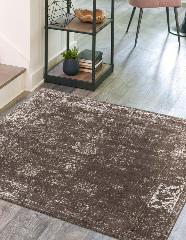 Brown 7' 10 x 7' 10 Sofia Square Area Rug Durable Easy Clean Stain Resistant Unique Carpet for Affordable Interior Home Design for Sale at Rug Engine