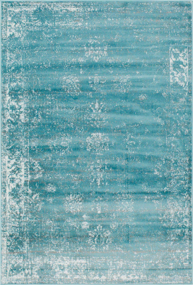 Turquoise 6' 1 x 9' Sofia Rectangle Area Rug Durable Easy Clean Stain Resistant Unique Carpet for Affordable Interior Home Design for Sale at Rug Engine