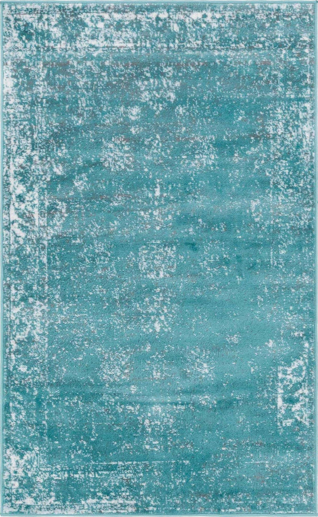 Turquoise 3' 1 x 5' 3 Sofia Rectangle Area Rug Durable Easy Clean Stain Resistant Unique Carpet for Affordable Interior Home Design for Sale at Rug Engine