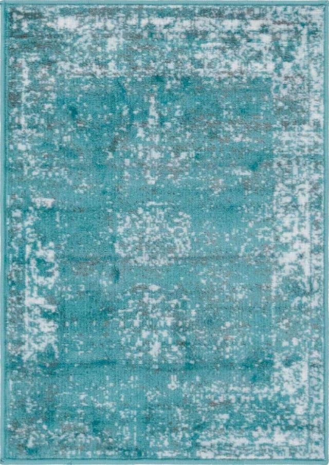 Turquoise 2' x 3' 1 Sofia Rectangle Area Rug Durable Easy Clean Stain Resistant Unique Carpet for Affordable Interior Home Design for Sale at Rug Engine