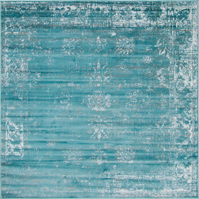 Turquoise 7' 10 x 7' 10 Sofia Square Area Rug Durable Easy Clean Stain Resistant Unique Carpet for Affordable Interior Home Design for Sale at Rug Engine