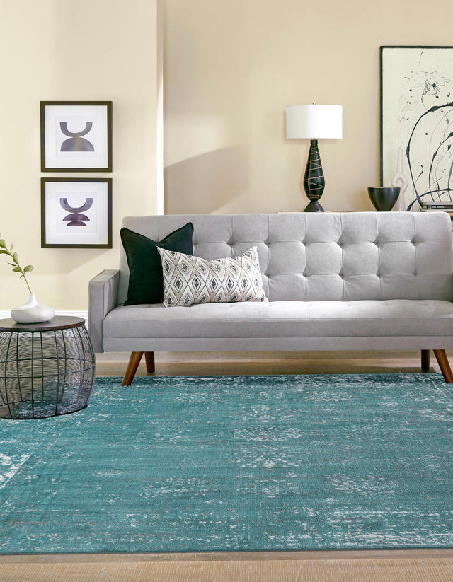 Turquoise 7' 10 x 7' 10 Sofia Square Area Rug Durable Easy Clean Stain Resistant Unique Carpet for Affordable Interior Home Design for Sale at Rug Engine