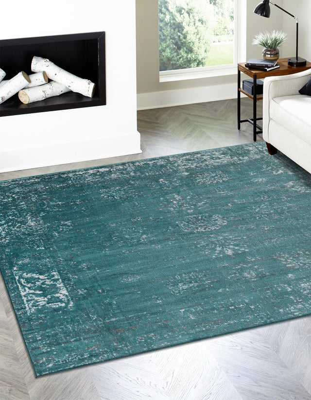Turquoise 7' 10 x 7' 10 Sofia Square Area Rug Durable Easy Clean Stain Resistant Unique Carpet for Affordable Interior Home Design for Sale at Rug Engine