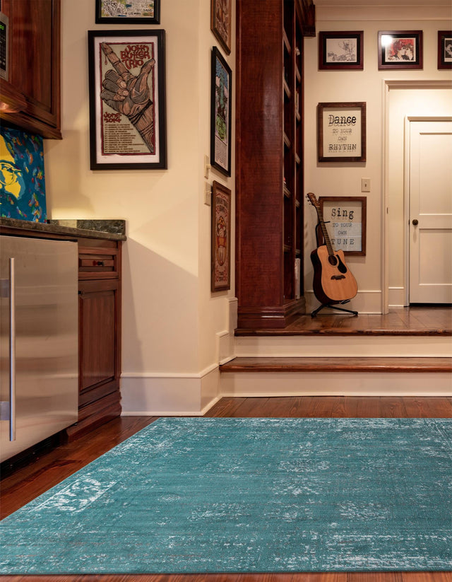 Turquoise 6' 1 x 6' 1 Sofia Square Area Rug Durable Easy Clean Stain Resistant Unique Carpet for Affordable Interior Home Design for Sale at Rug Engine