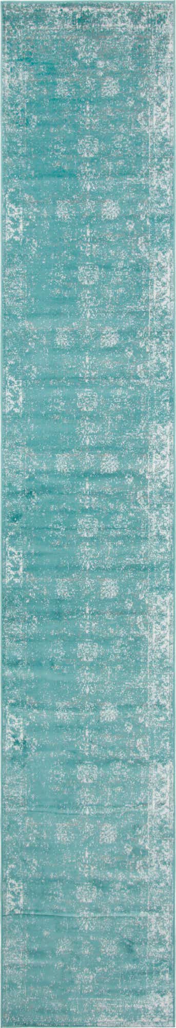 Turquoise 3' 3 x 19' 8 Sofia Runner Area Rug Durable Easy Clean Stain Resistant Unique Carpet for Affordable Interior Home Design for Sale at Rug Engine