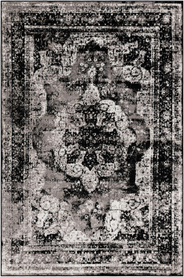 Black 6' 1 x 9' Sofia Rectangle Area Rug Durable Easy Clean Stain Resistant Unique Carpet for Affordable Interior Home Design for Sale at Rug Engine