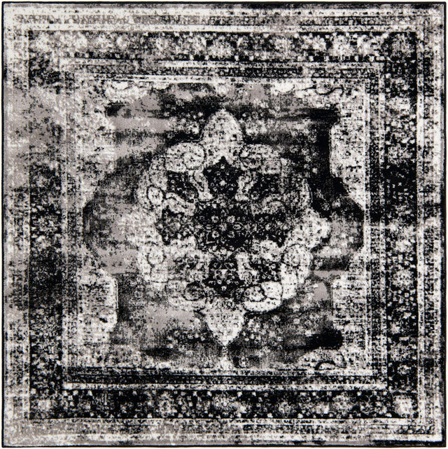 Black 6' 1 x 6' 1 Sofia Square Area Rug Durable Easy Clean Stain Resistant Unique Carpet for Affordable Interior Home Design for Sale at Rug Engine