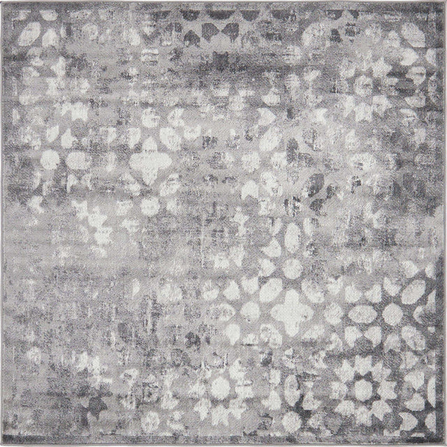 Dark Gray 7' 10 x 7' 10 Sofia Square Area Rug Durable Easy Clean Stain Resistant Unique Carpet for Affordable Interior Home Design for Sale at Rug Engine