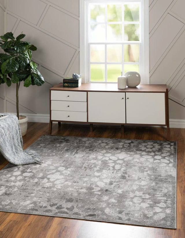 Dark Gray 6' 1 x 6' 1 Sofia Square Area Rug Durable Easy Clean Stain Resistant Unique Carpet for Affordable Interior Home Design for Sale at Rug Engine