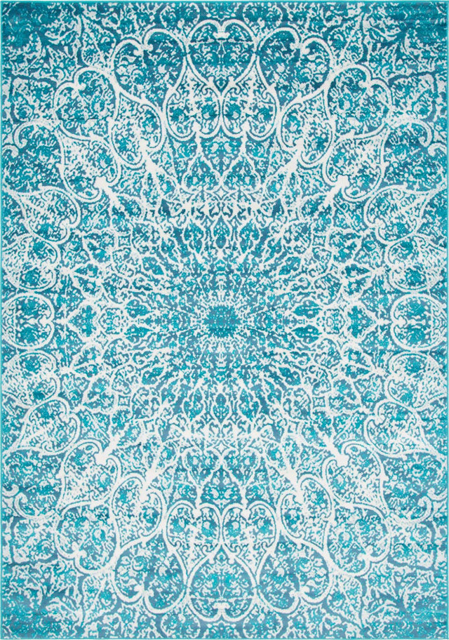 Turquoise 7' 1 x 10' Sofia Rectangle Area Rug Durable Easy Clean Stain Resistant Unique Carpet for Affordable Interior Home Design for Sale at Rug Engine