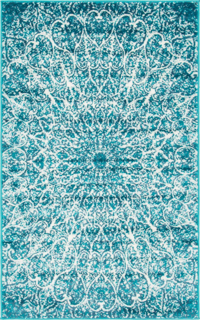 Turquoise 3' 1 x 5' 3 Sofia Rectangle Area Rug Durable Easy Clean Stain Resistant Unique Carpet for Affordable Interior Home Design for Sale at Rug Engine