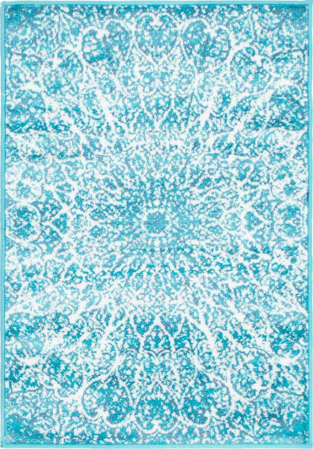 Turquoise 2' x 3' 1 Sofia Rectangle Area Rug Durable Easy Clean Stain Resistant Unique Carpet for Affordable Interior Home Design for Sale at Rug Engine