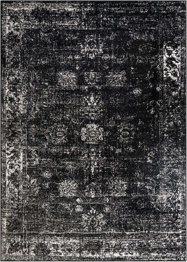 Black 7' 10 x 11' Sofia Rectangle Area Rug Durable Easy Clean Stain Resistant Unique Carpet for Affordable Interior Home Design for Sale at Rug Engine