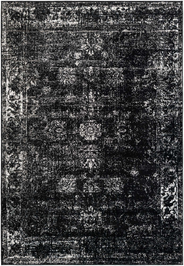 Black 6' 1 x 9' Sofia Rectangle Area Rug Discounted Clearance Final Sale