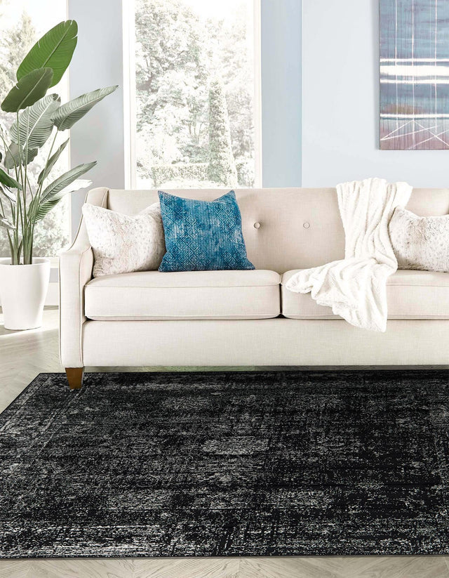 Black 10' x 10' Sofia Square Area Rug Durable Easy Clean Stain Resistant Unique Carpet for Affordable Interior Home Design for Sale at Rug Engine
